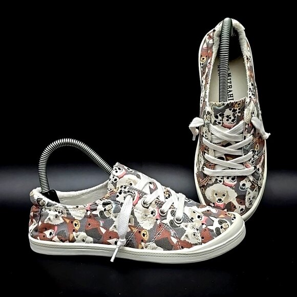 Isaac Mizrahi Ressa Multi Dogs Print Walking Slip on Sneaker Women's Size 6 M - Picture 1 of 12